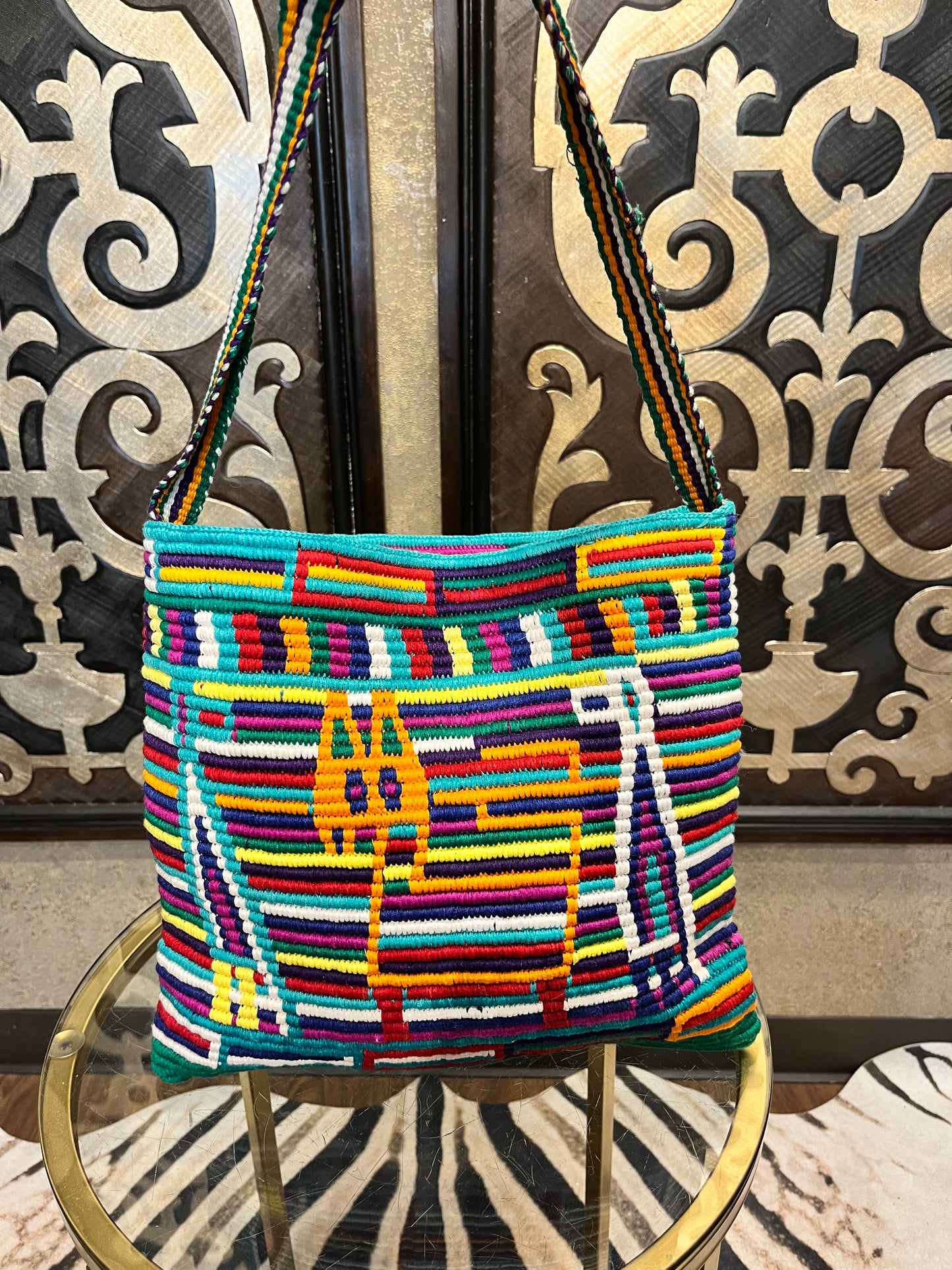 South American woven rope colorful strap handbag