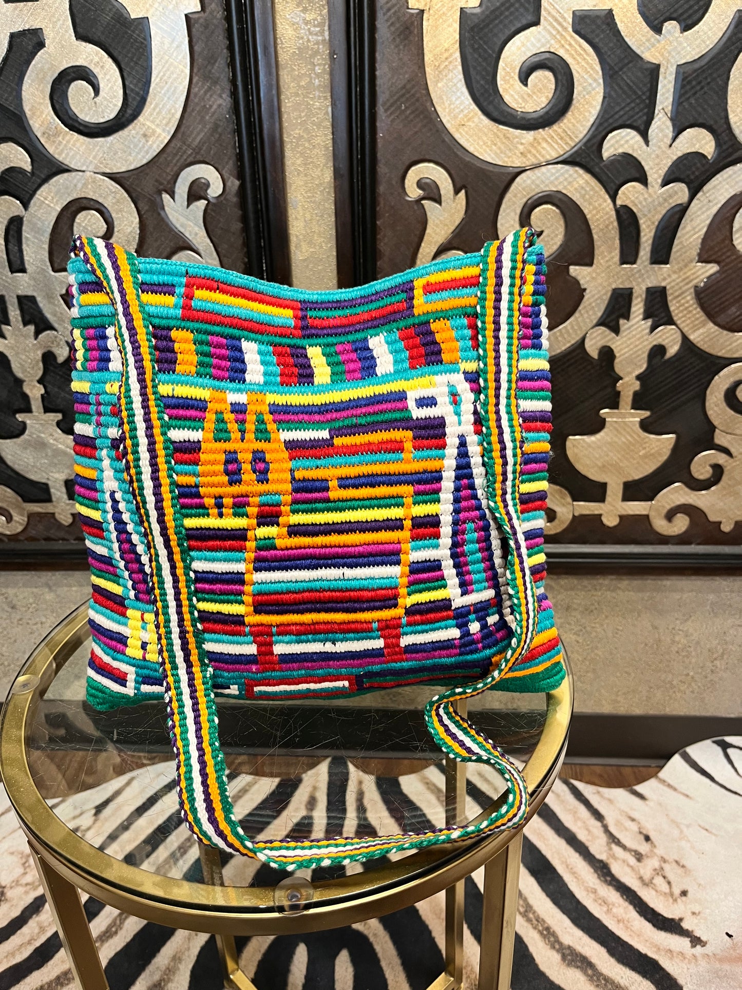 South American woven rope colorful strap handbag