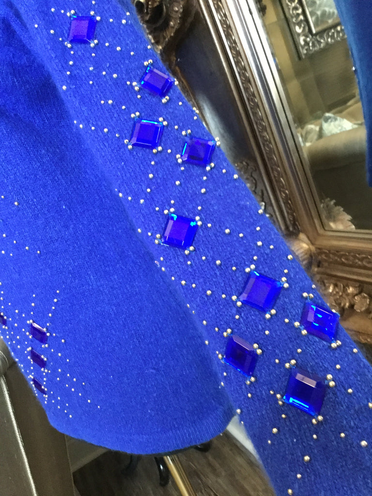 Vintage blue beaded gem top