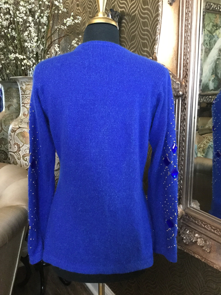 Vintage blue beaded gem top