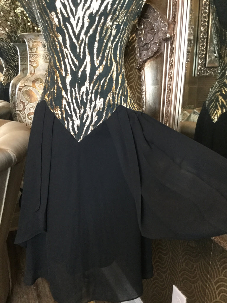 Vintage black gold metallic dress