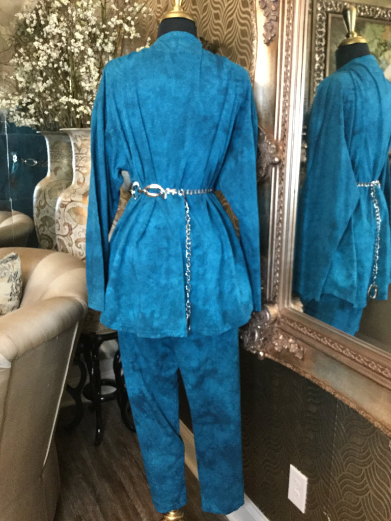 Vintage teal silver studded top pants