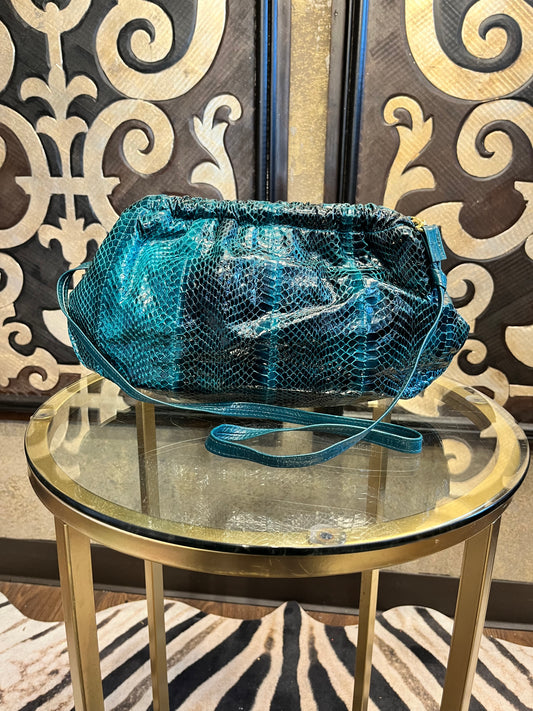 J.Renee vintage reptile teal green handbag