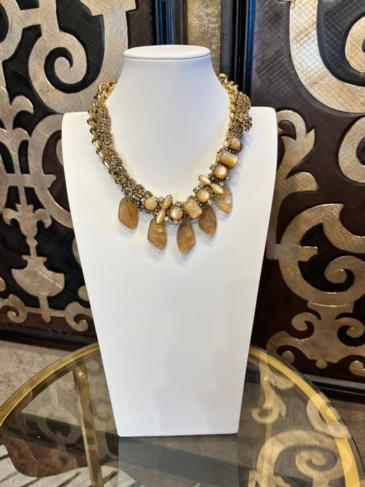 Stella & Dot statement jacqueline crystal gold necklace