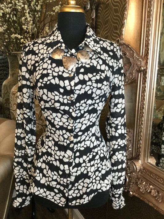 Vintage black white print top