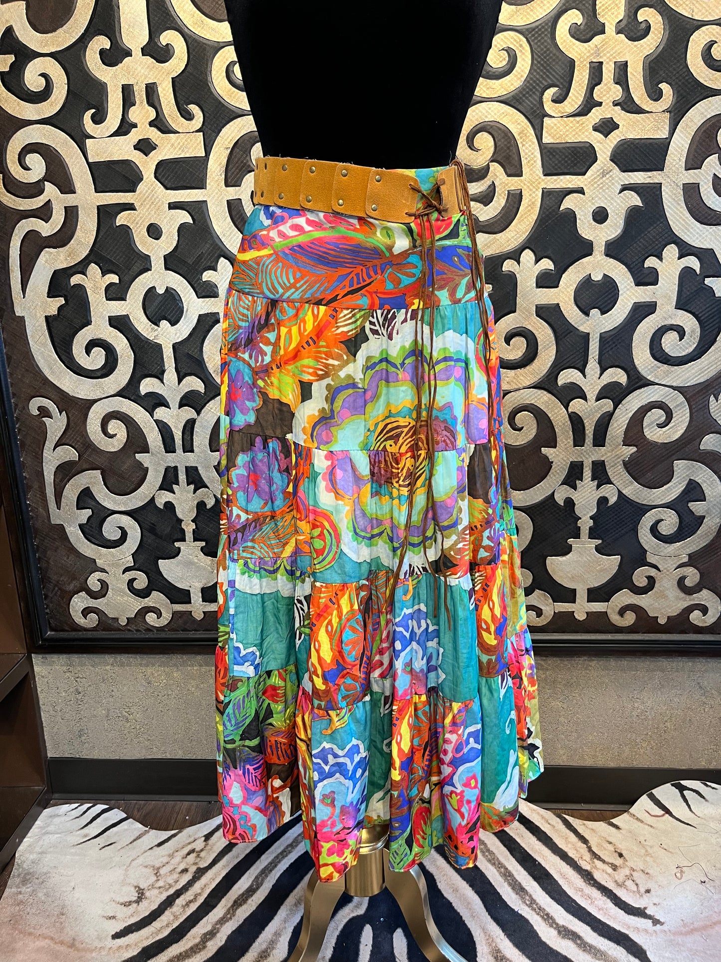 Ralph Lauren colorful patchwork geometic maxi skirt