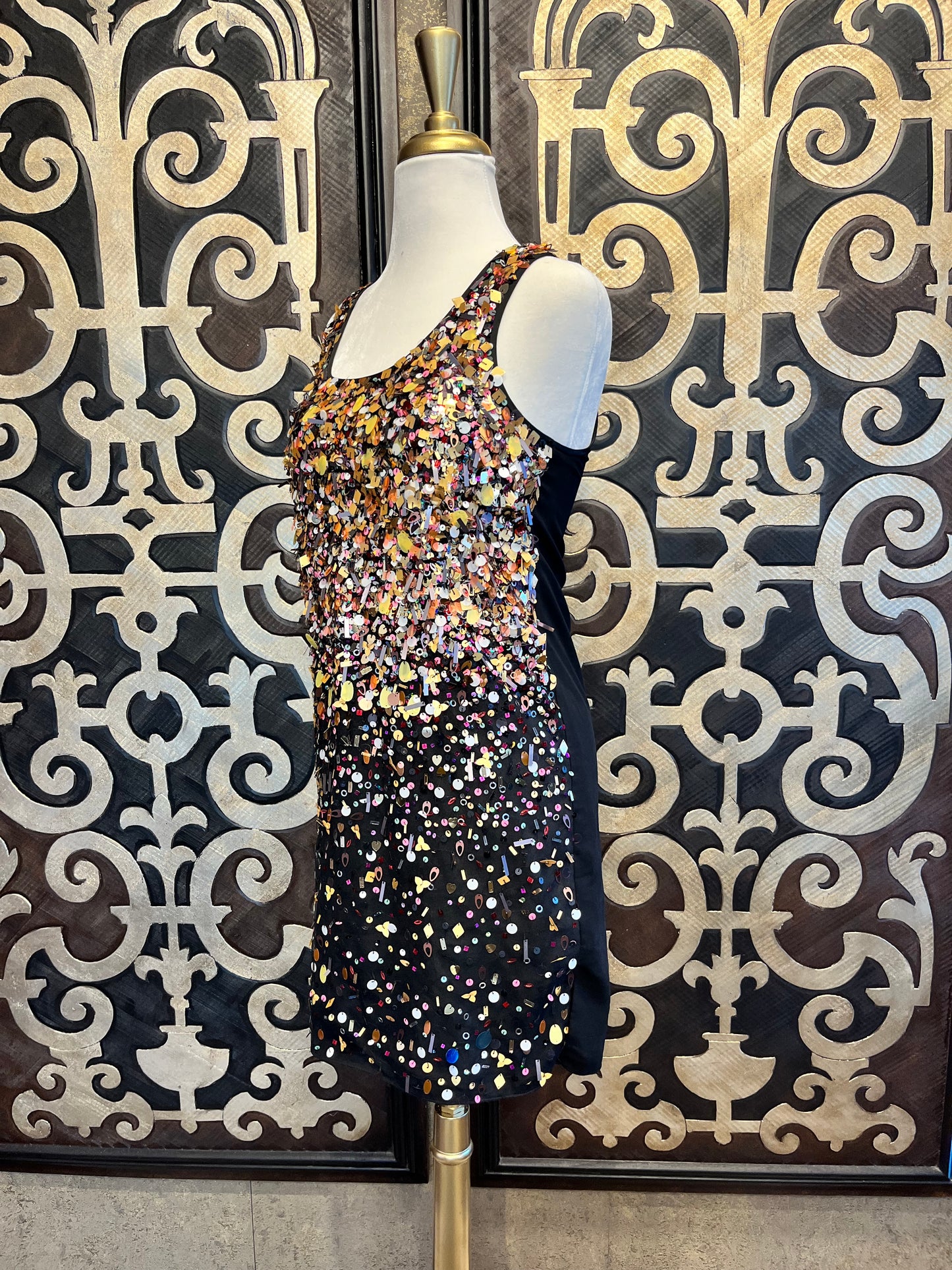 Elizabeth & James black sequin beaded mini dress