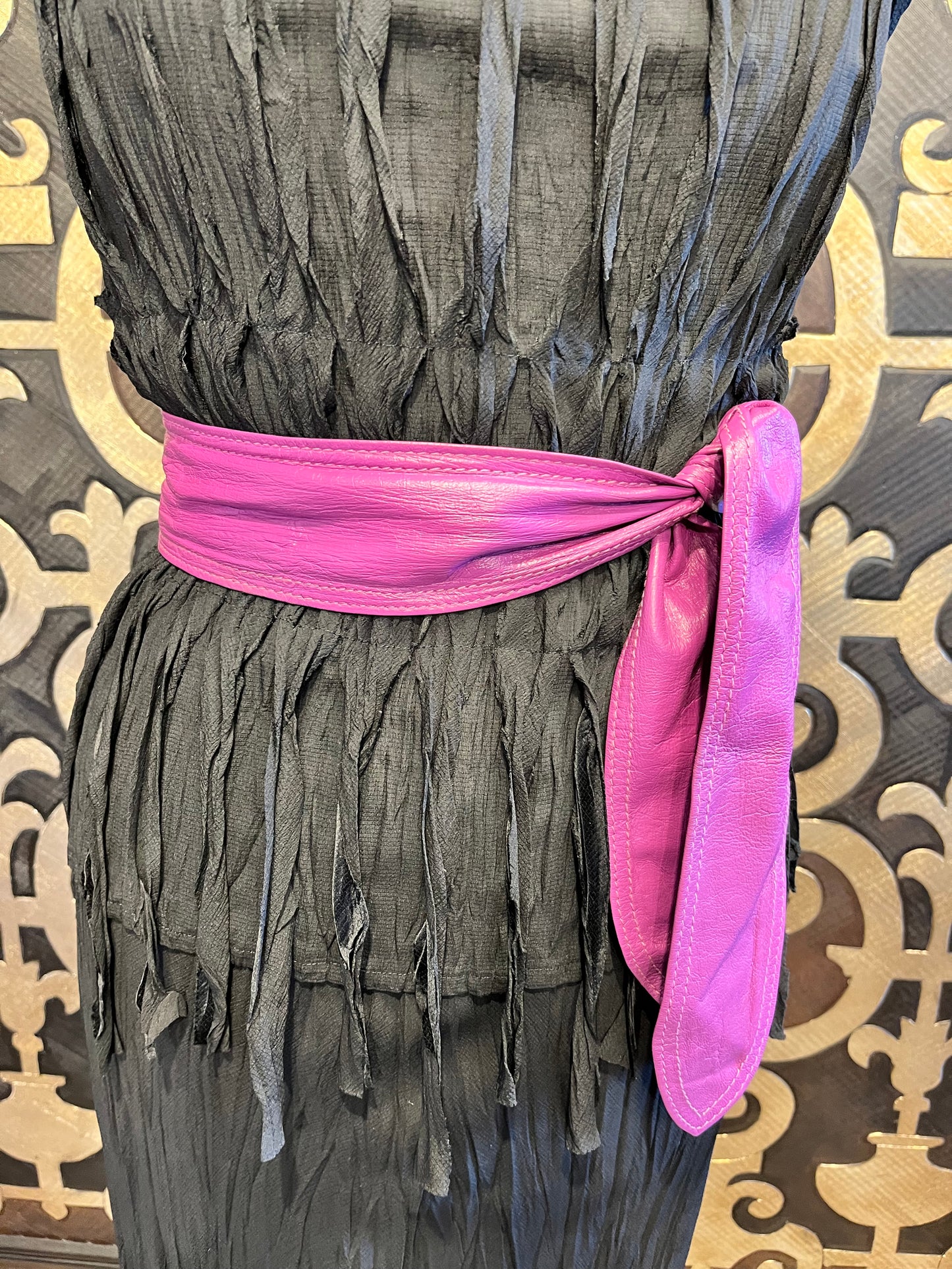 Vintage leather purple wrap belt