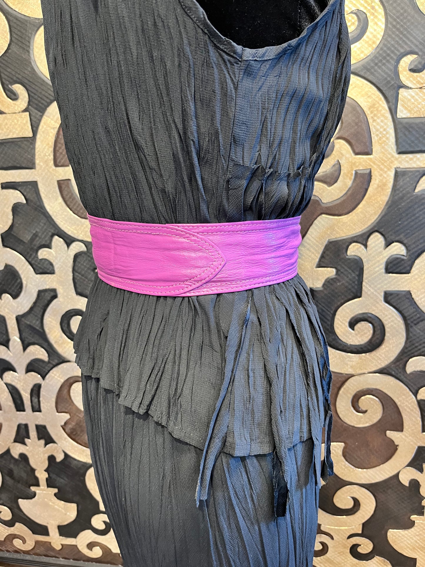 Vintage leather purple wrap belt