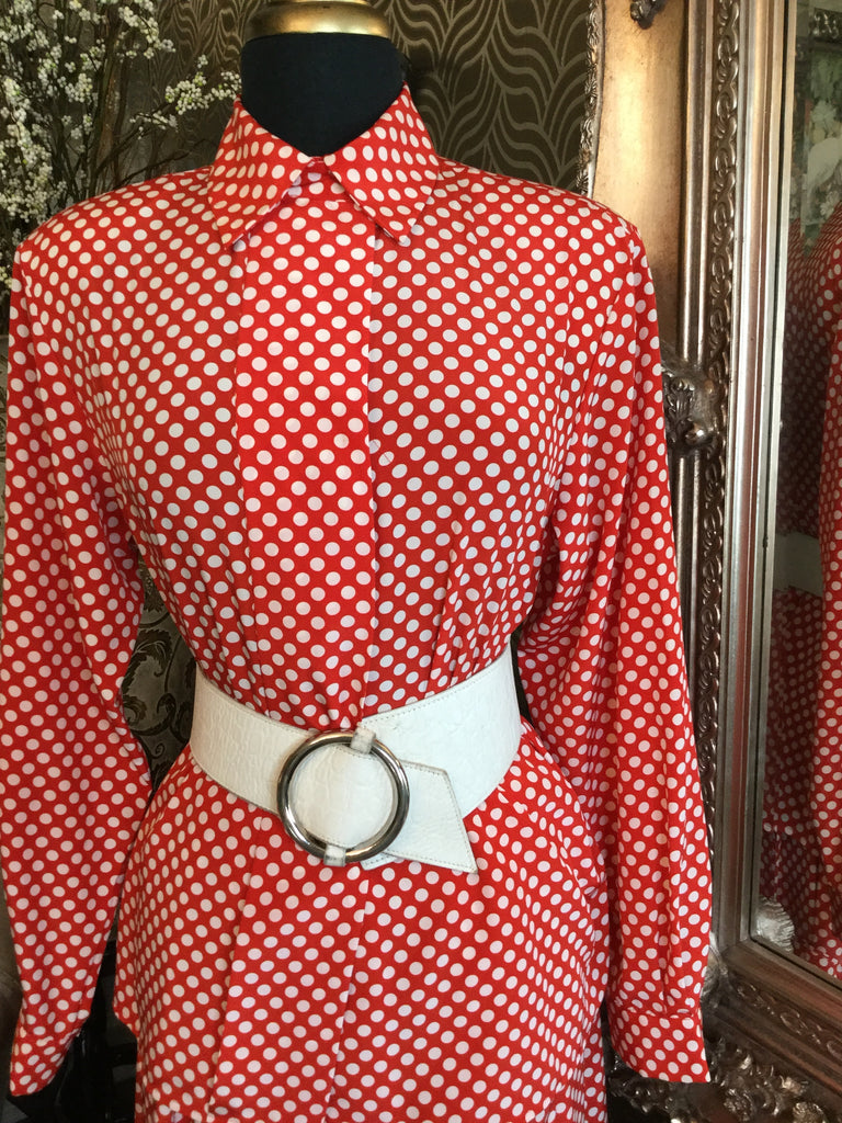 Vintage red white polka dot top skirt