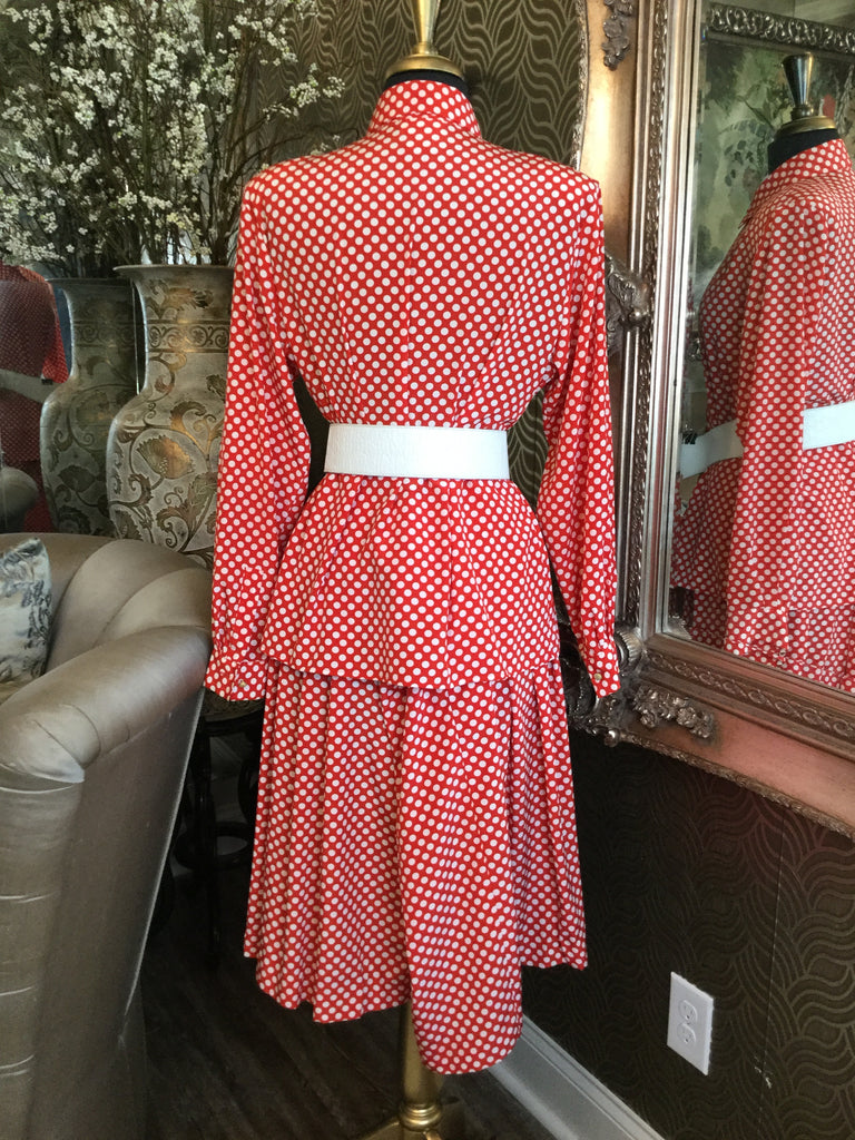 Vintage red white polka dot top skirt