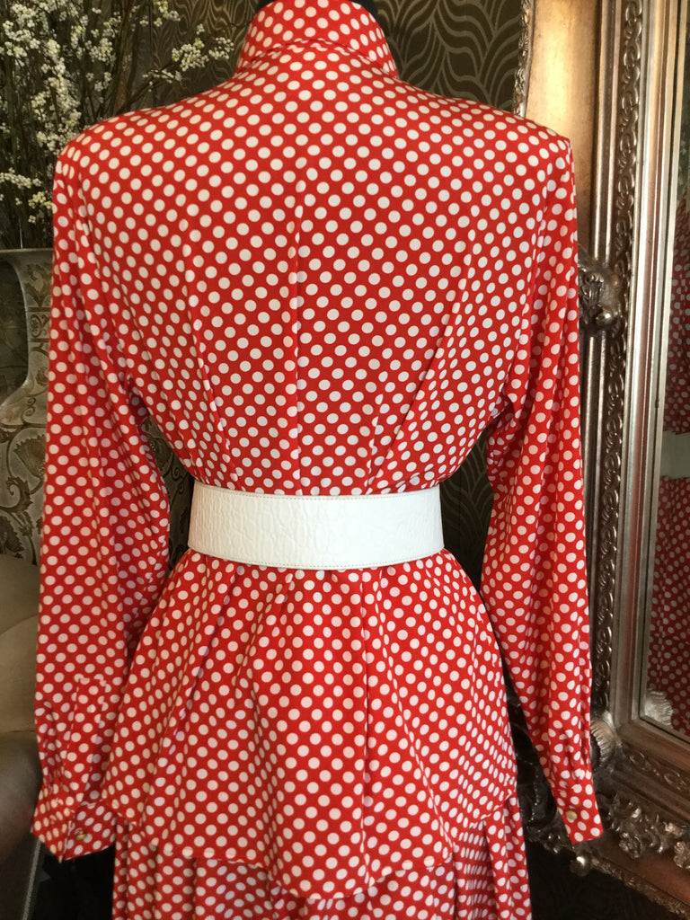 Vintage red white polka dot top skirt