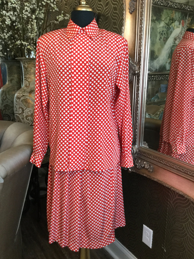 Vintage red white polka dot top skirt