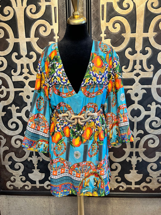 Antica Sartoria silk oranges print dress