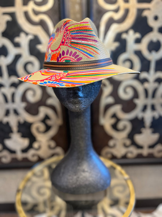 Hand painted mexican colorful hat