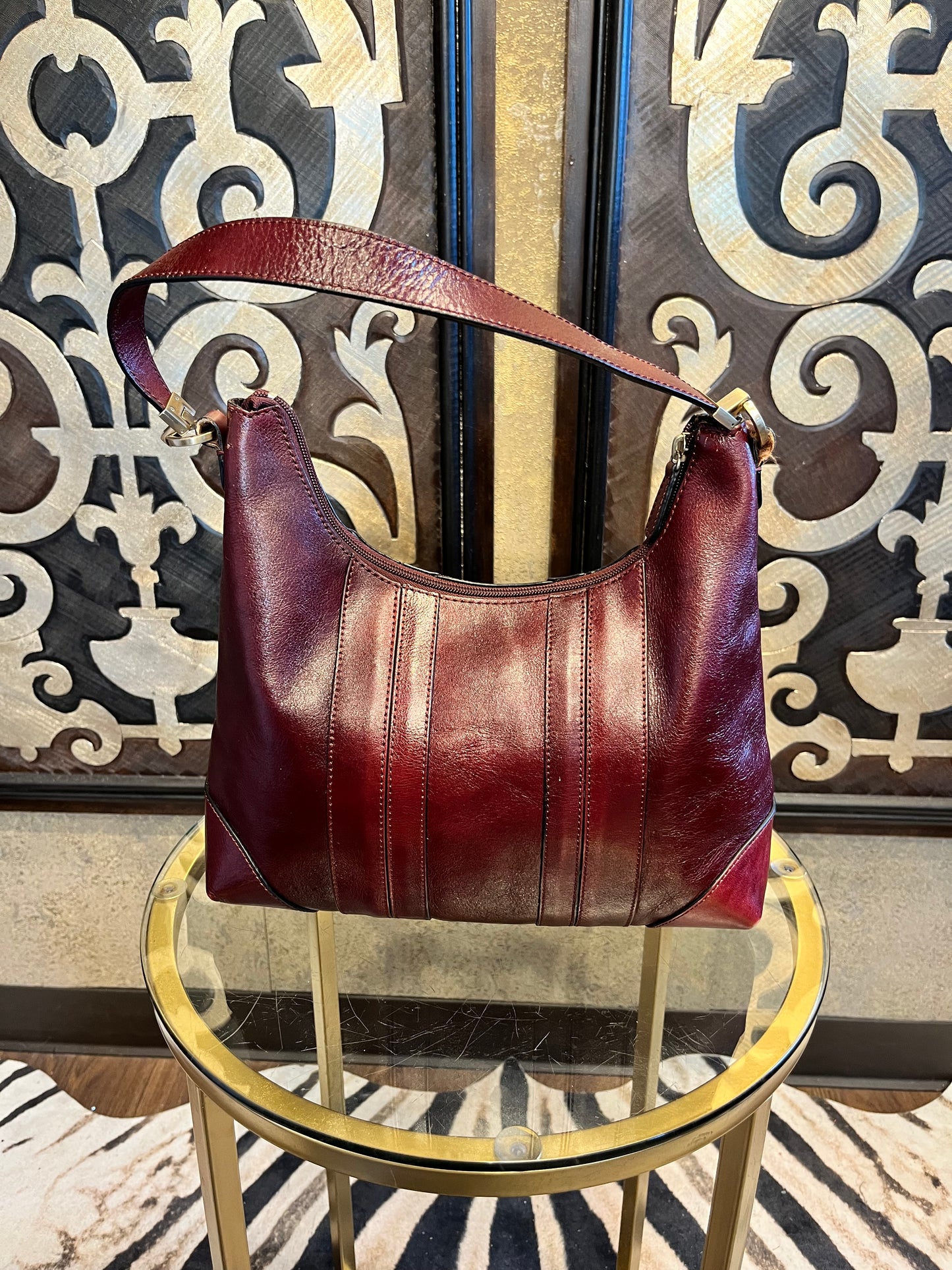 Etienne Aigner vintage red leather hobo handbag