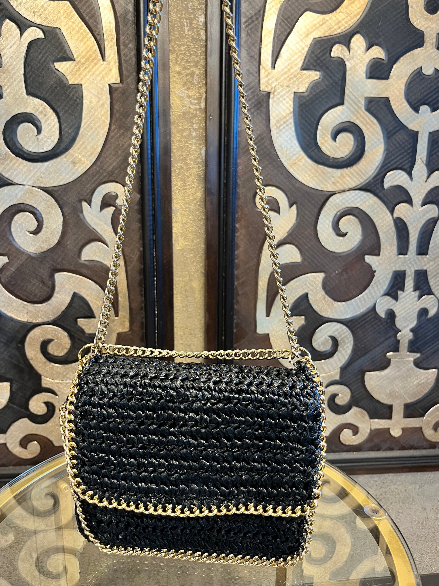 Marcus Brothers of miami black woven chain handbag