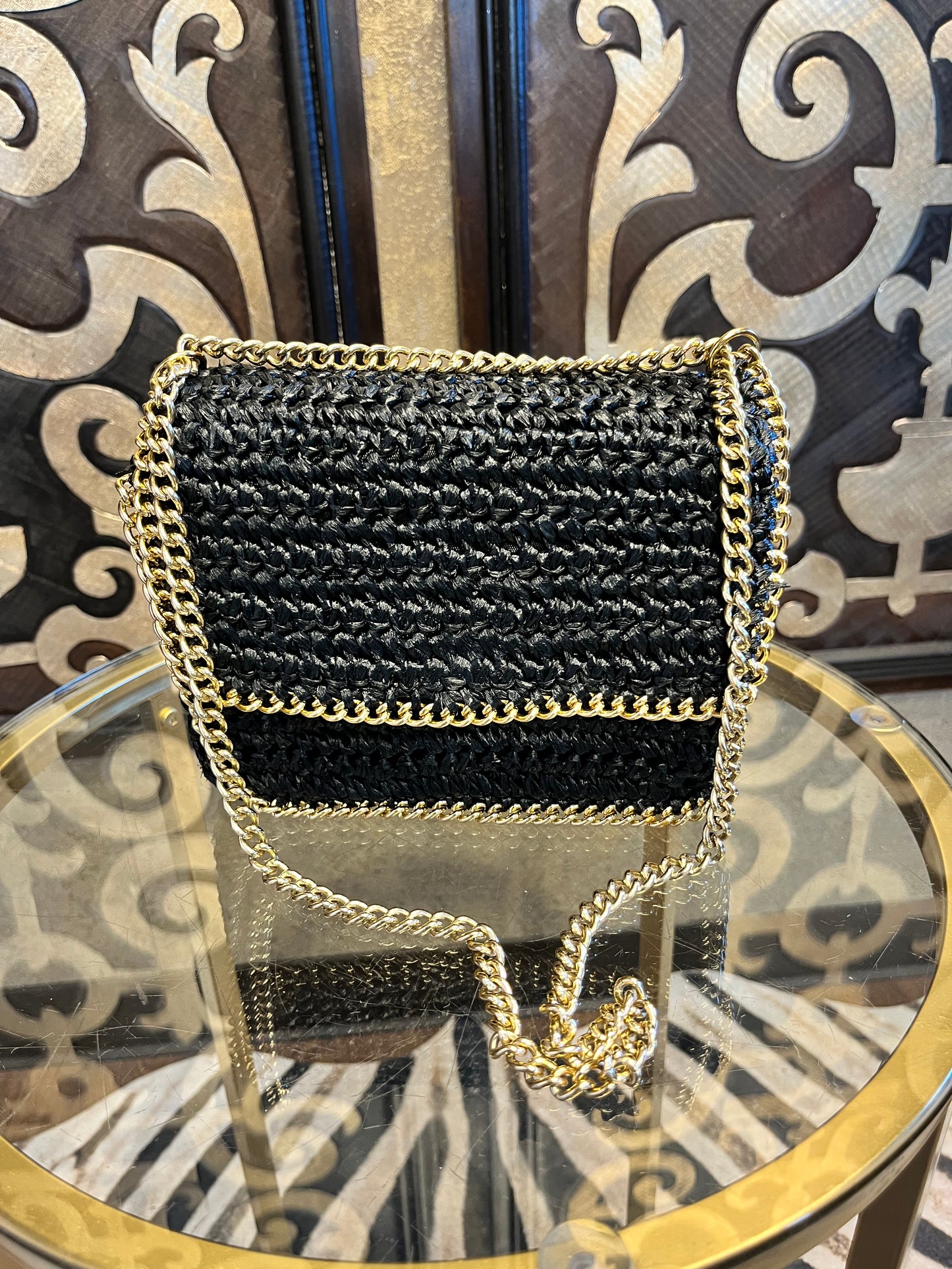 Marcus Brothers of miami black woven chain handbag