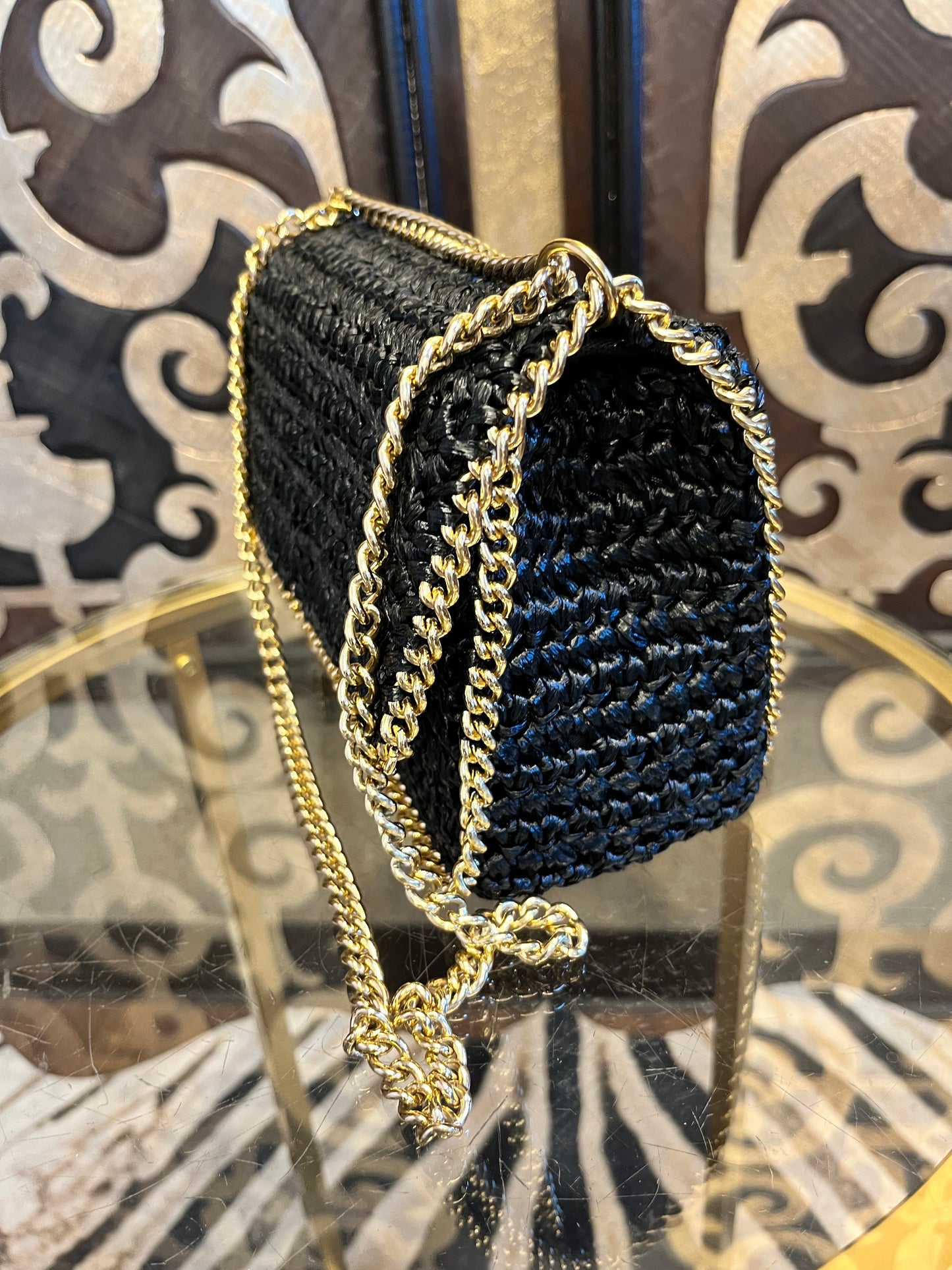 Marcus Brothers of miami black woven chain handbag