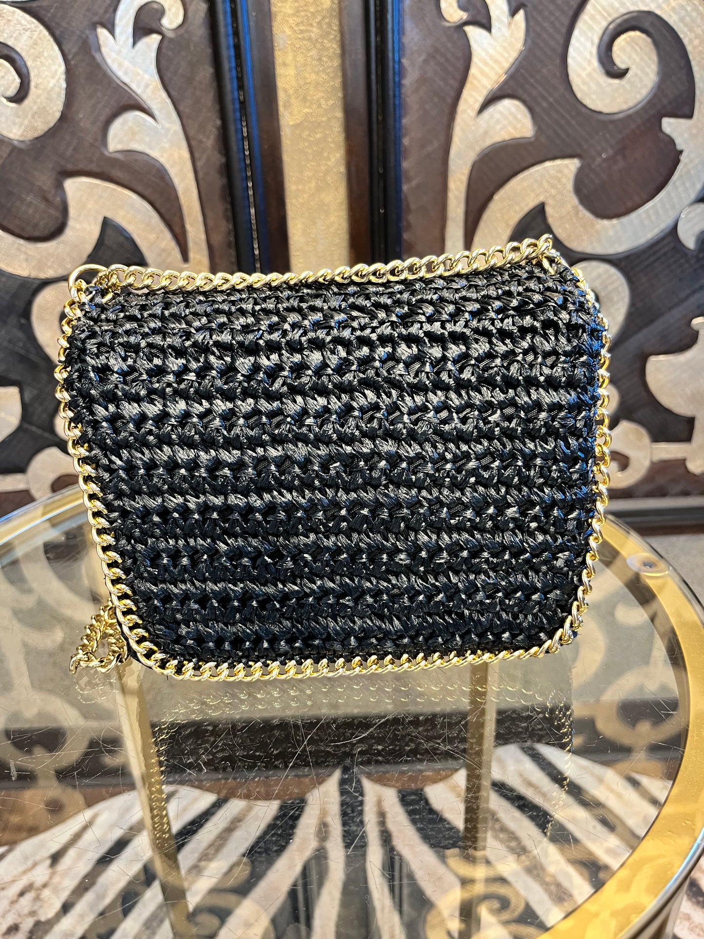 Marcus Brothers of miami black woven chain handbag