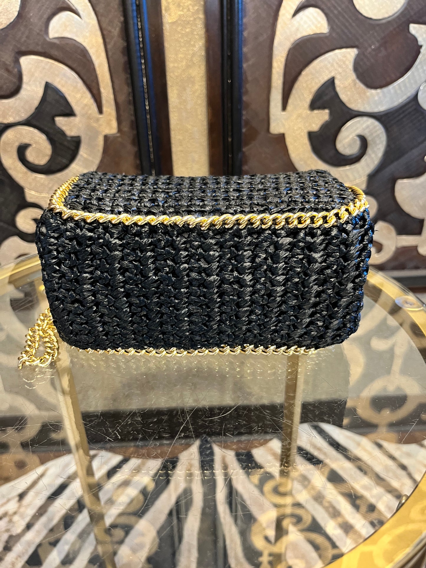 Marcus Brothers of miami black woven chain handbag