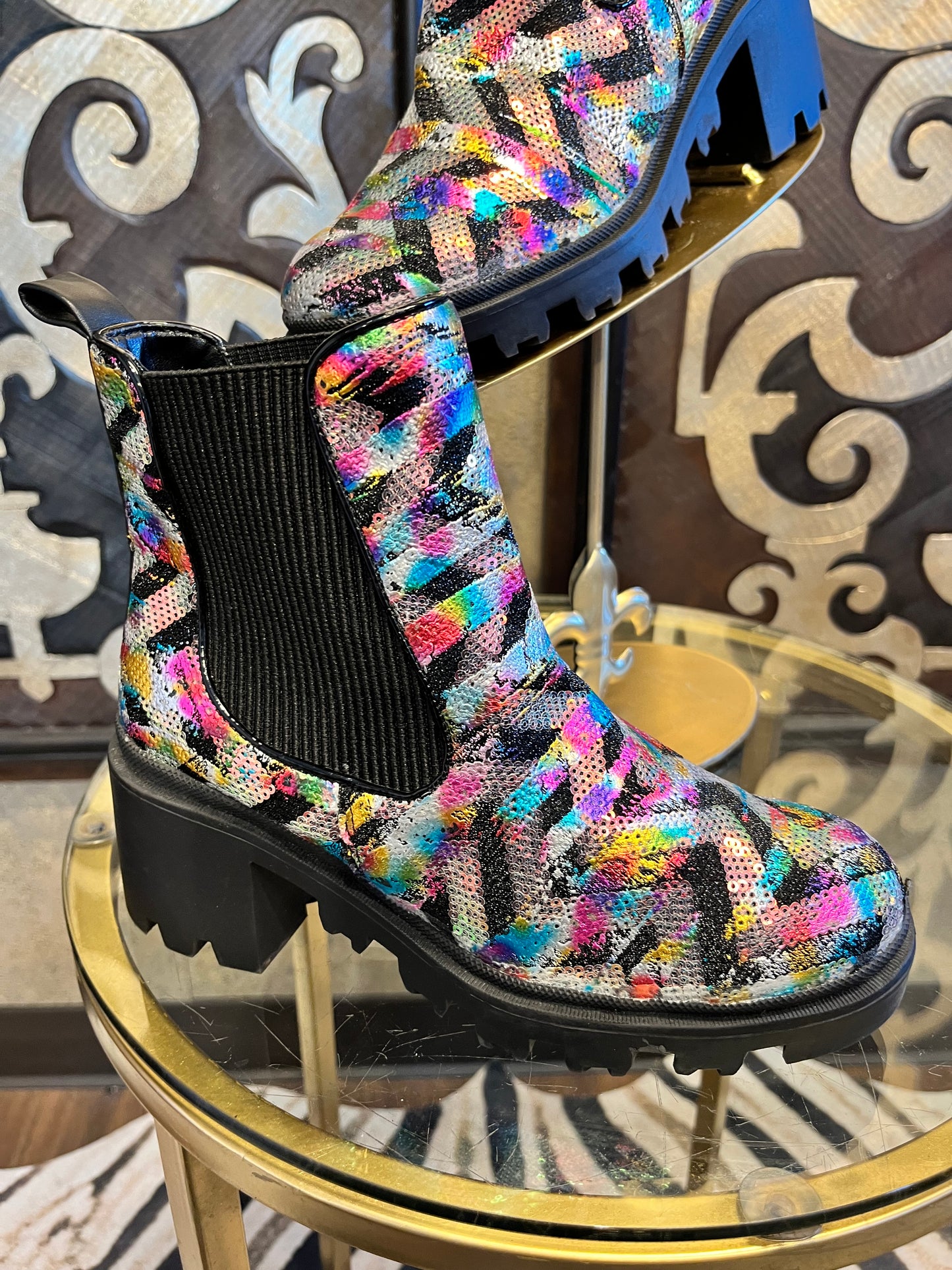 Betsey Johson Rowann black multi boots