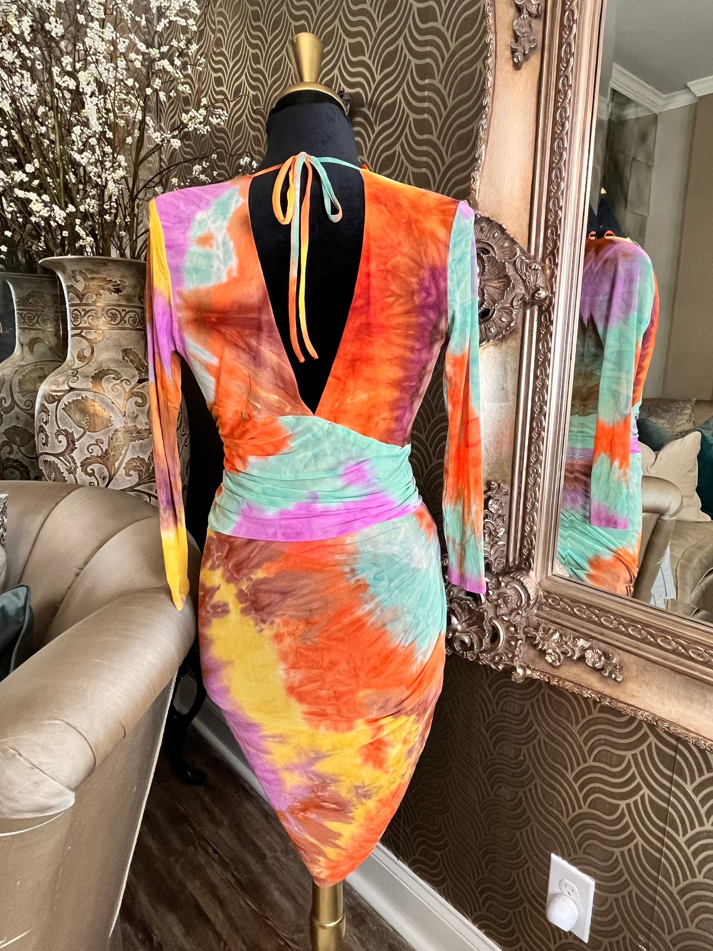 Fashion Nova tie dye body con colorful dress