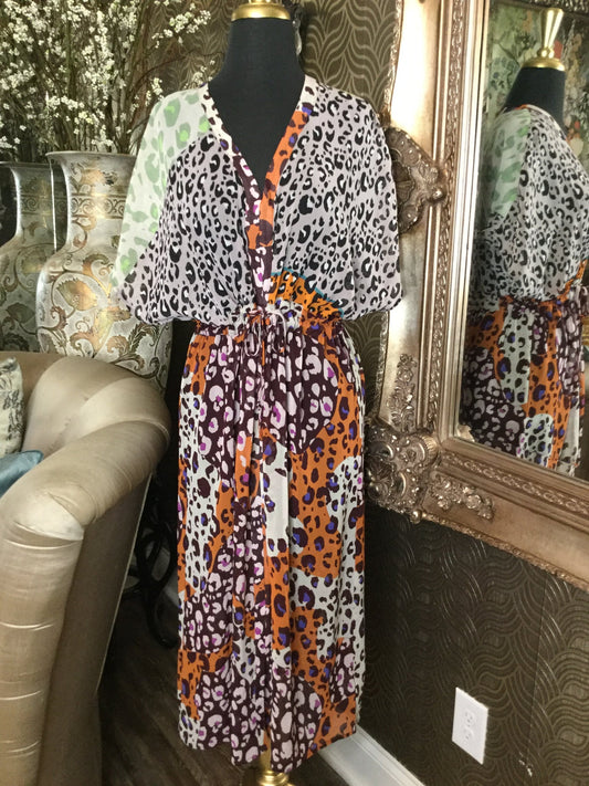 Cabi multi animal print sheer dress