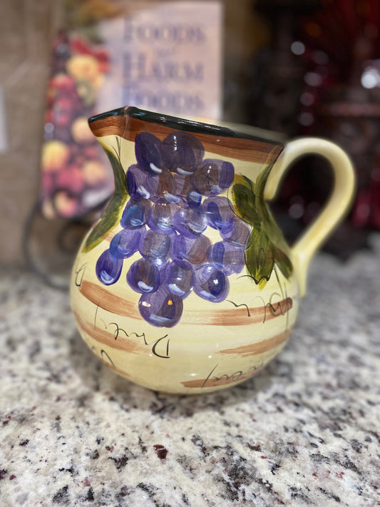 Napa grapes ceramic pitcher