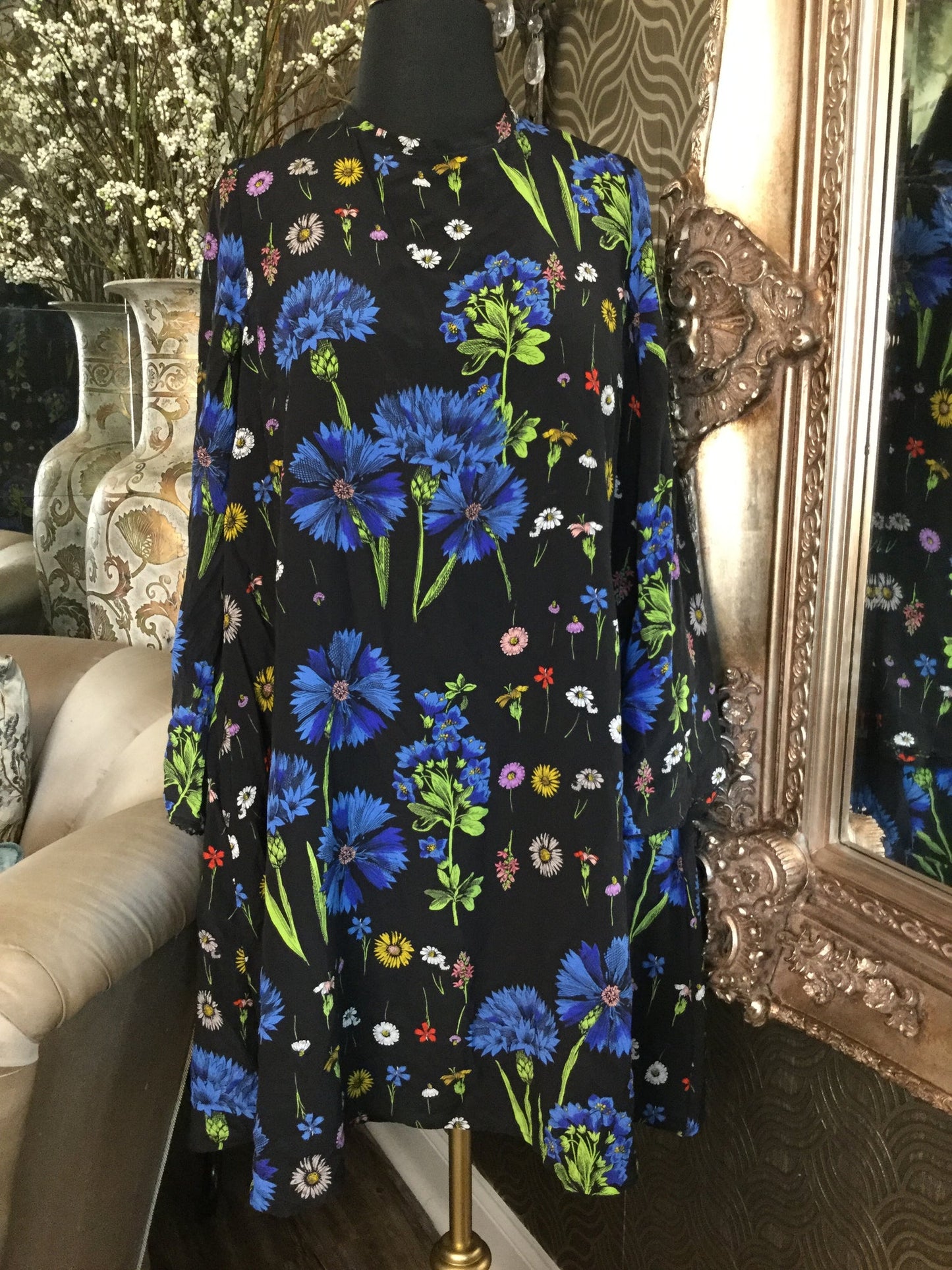 Maeve black multi floral print dress