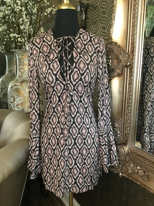 Cotton Candy tan diamond reptile print dress