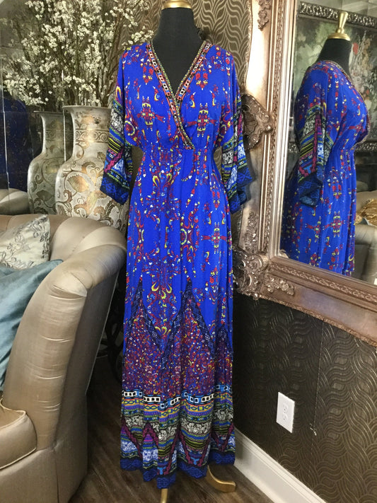 Flying Tomato blue multi print dress