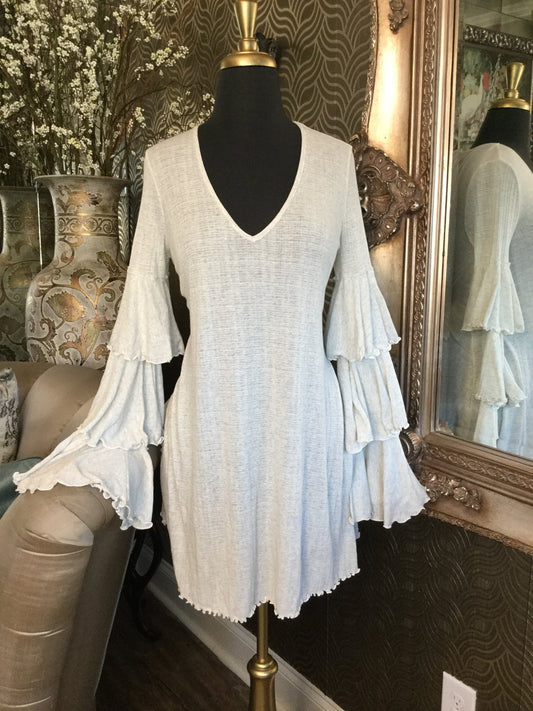 FP Beach light gray bell sleeve dress