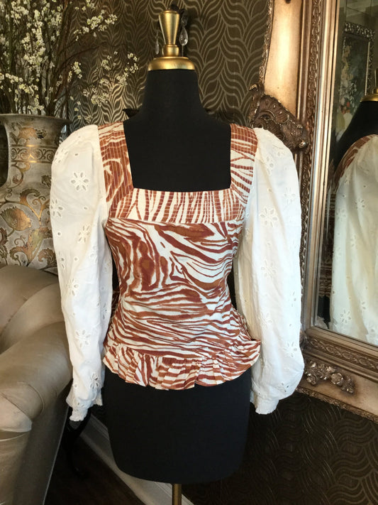 Love the Label cream animal print top