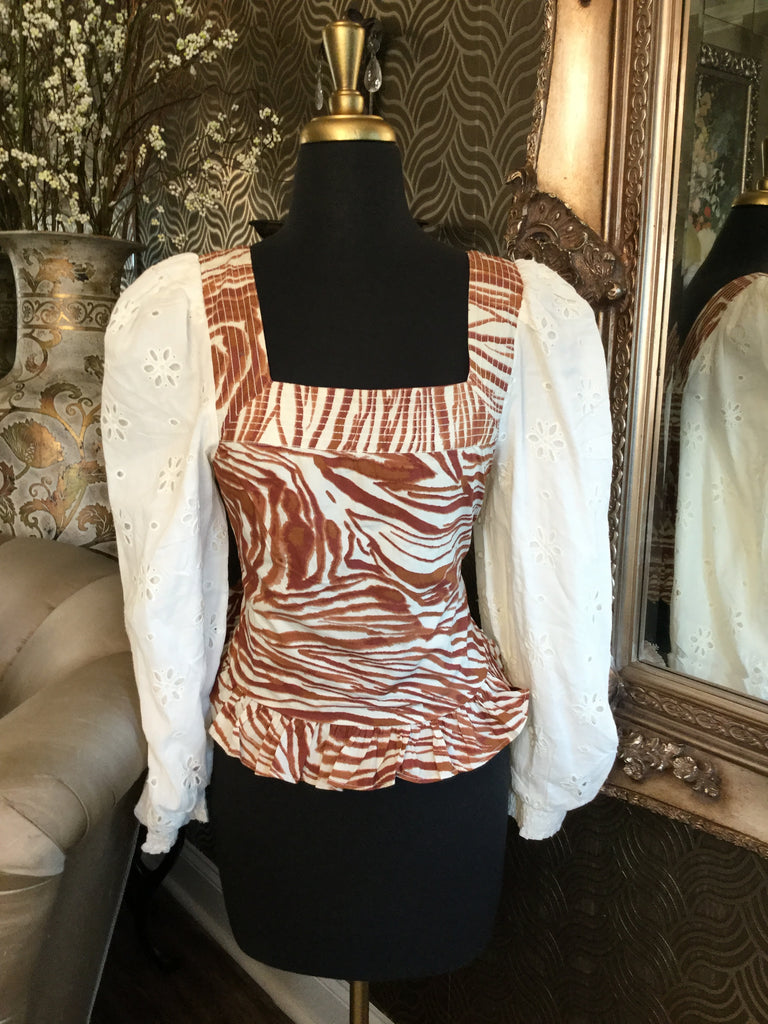 Love the Label cream animal print top