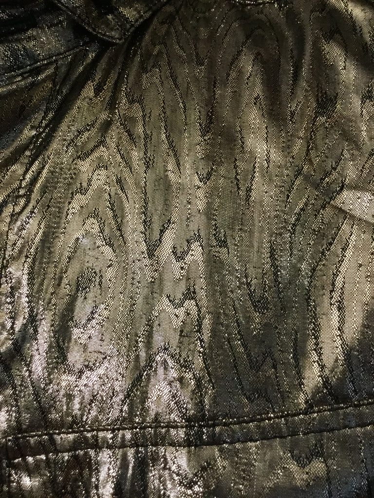 Vintage rayon metallic gold print top and skirt