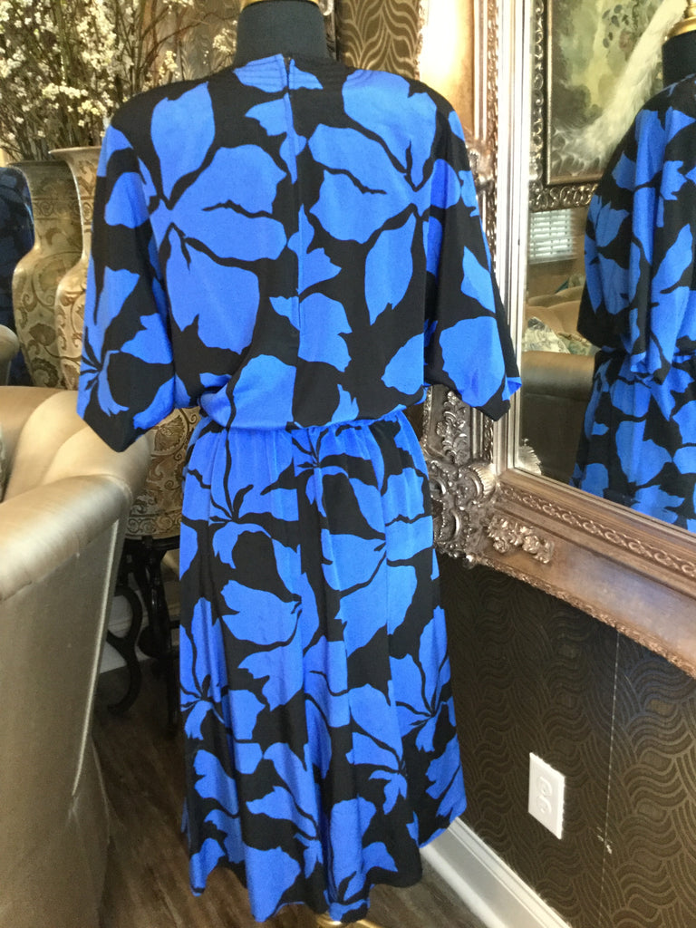 Vintage Blue multi black blue floral dress