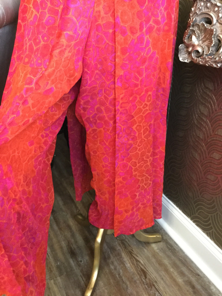 Vintage multi orange print duster pants