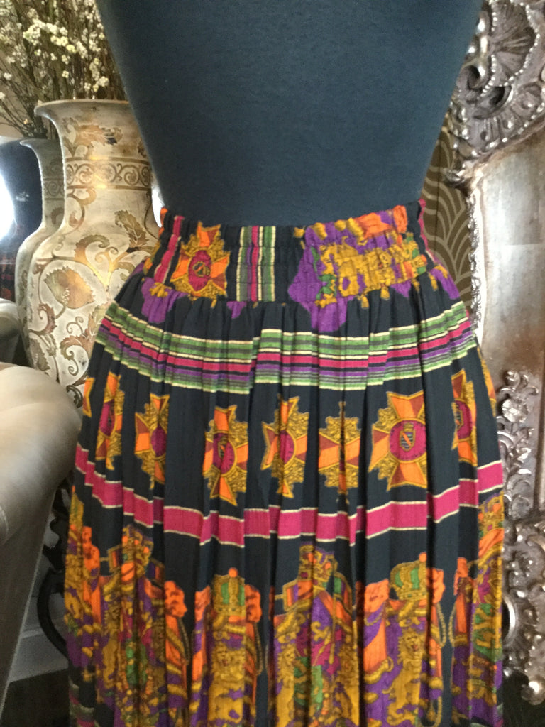 Vintage black multi print pattern skirt