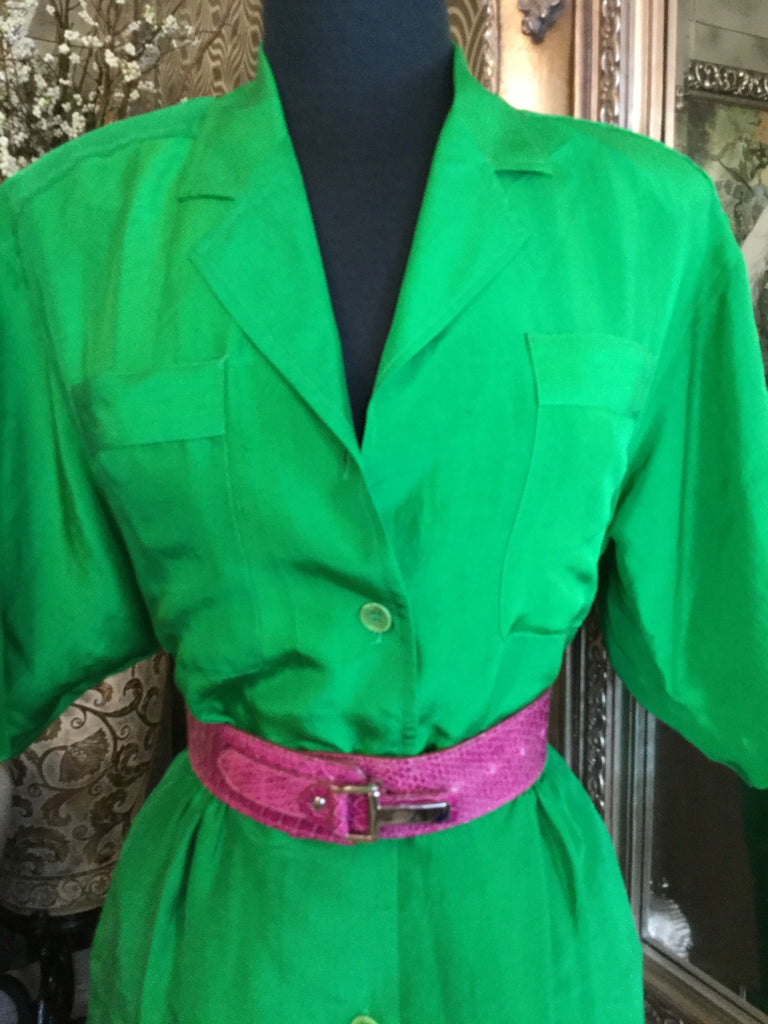 Vintage green silk top skirt