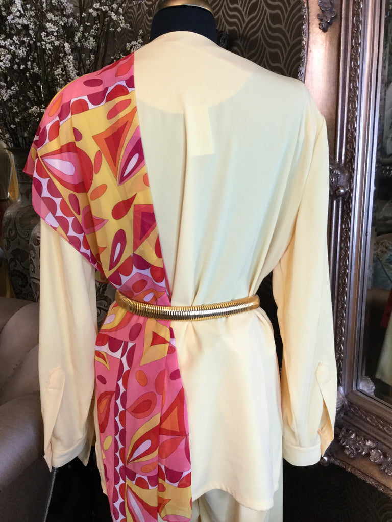 Vintage yellow button front top pants