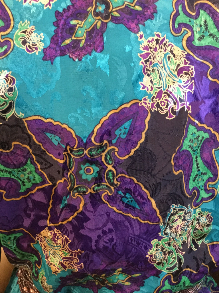 Vintage purple teal multi print top