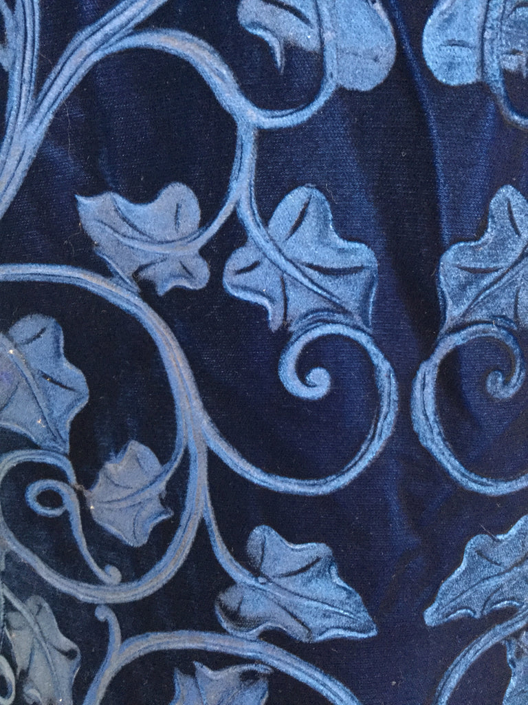 Vintage blue leaf print bow jacket skirt