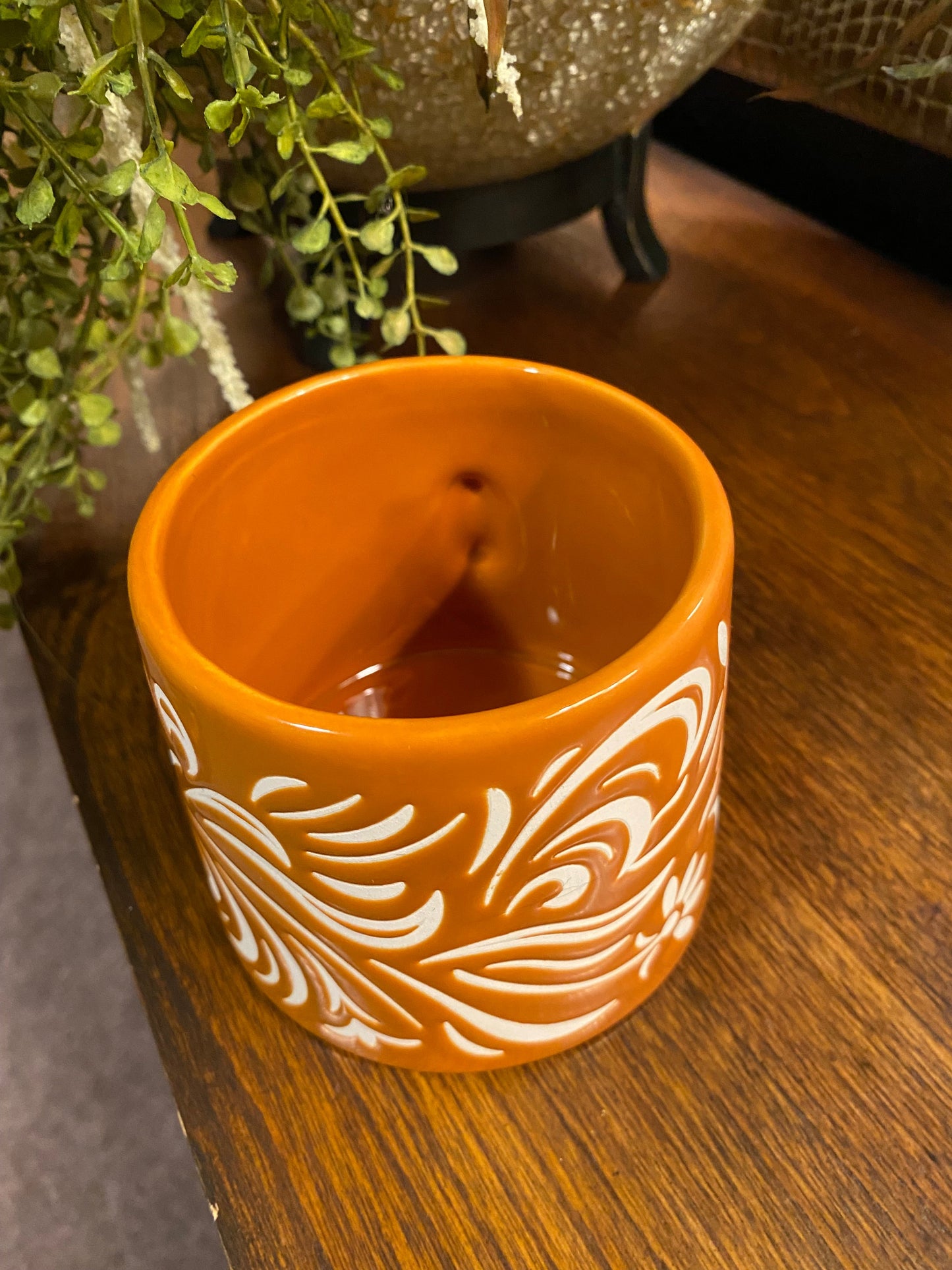 Sunday Morning ceramics golden copper embossed print mug