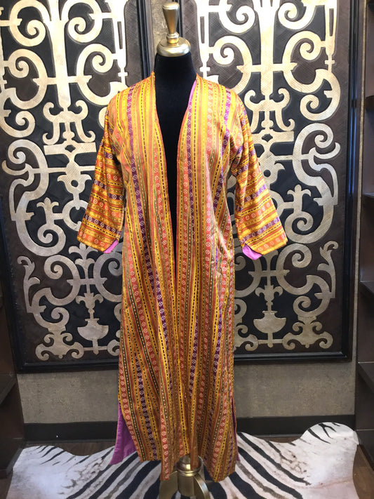 Indian multi stripe colorful print maxi duster