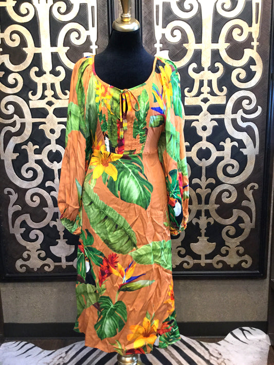 anthropologie farm rio tropical print dress