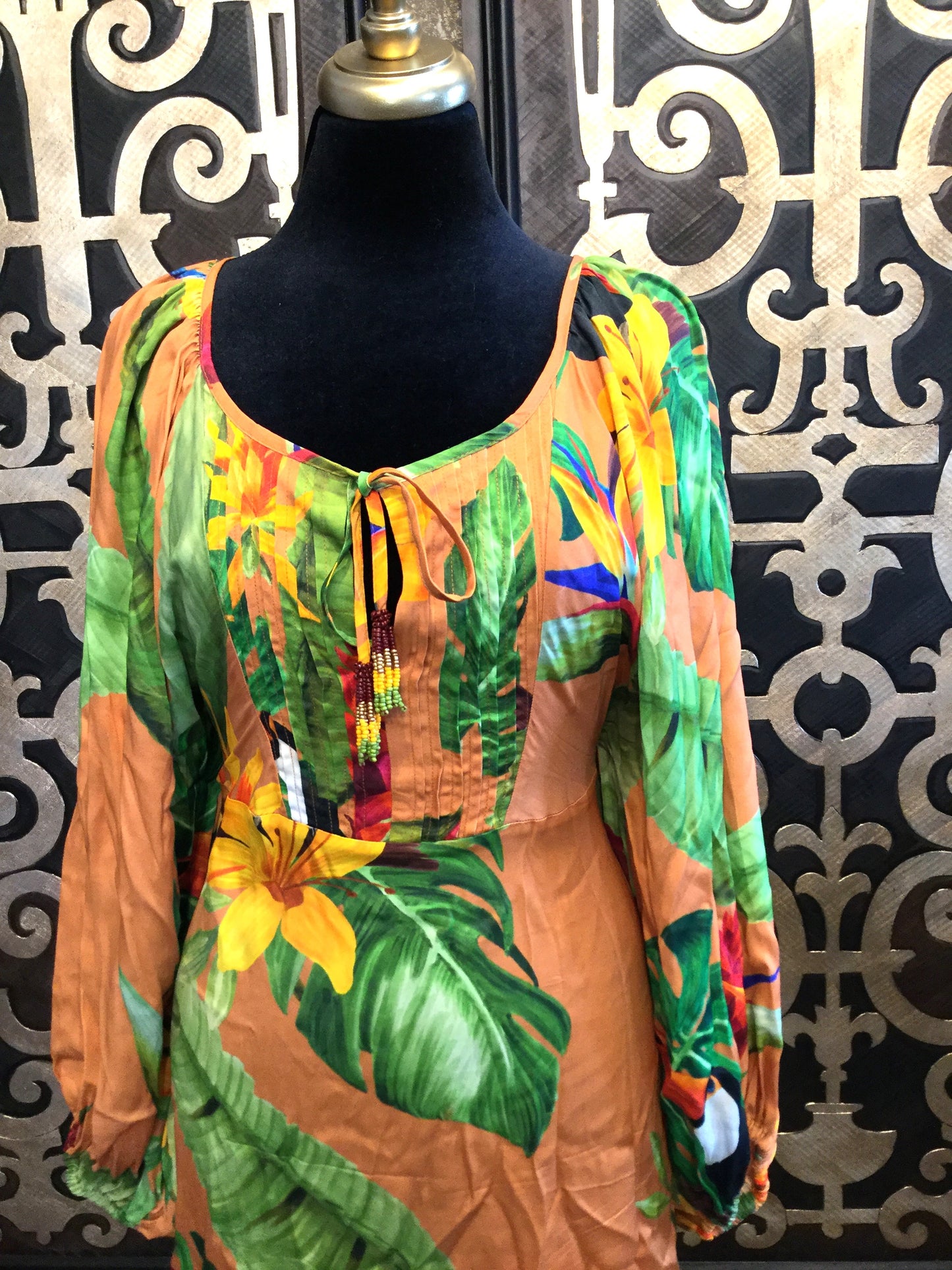 anthropologie farm rio tropical print dress