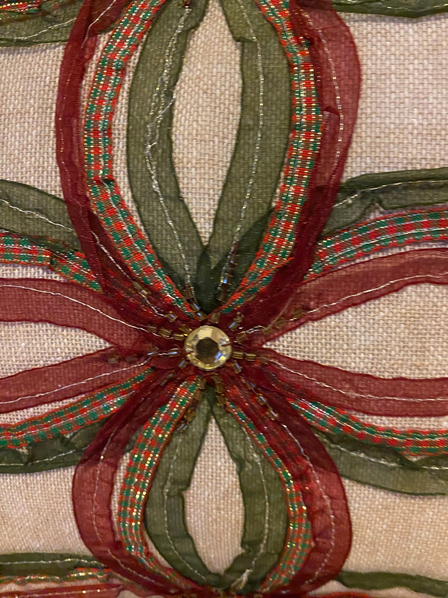 Pier 1 Christmas beaded ribbon gem holiday pillow