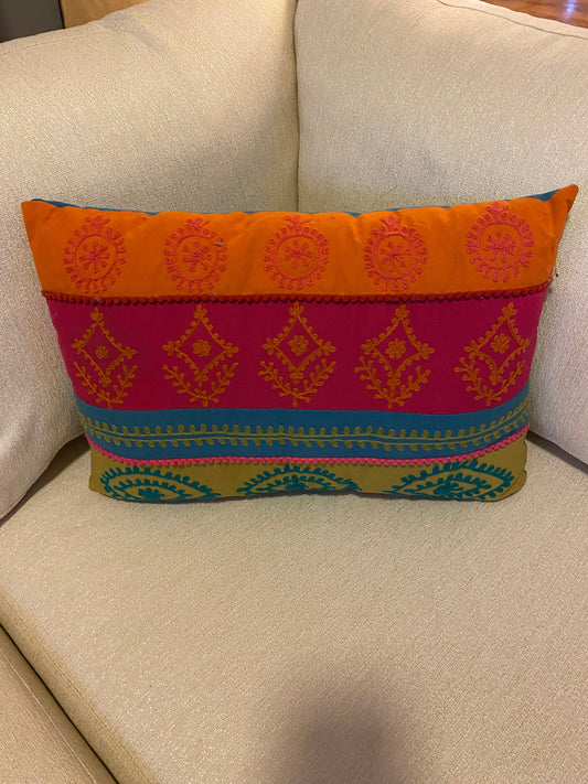 Colorful Indian embroidered pillow