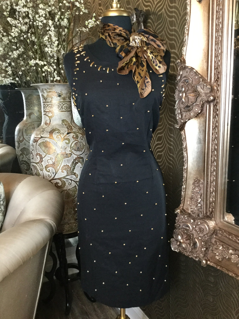 Black gold beaded dress